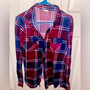 XL Passport Plaid button-up in Navy, Maroon, & White